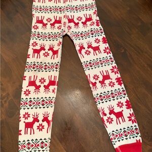 Hanna Andersson Red and White Reindeer Leggings
